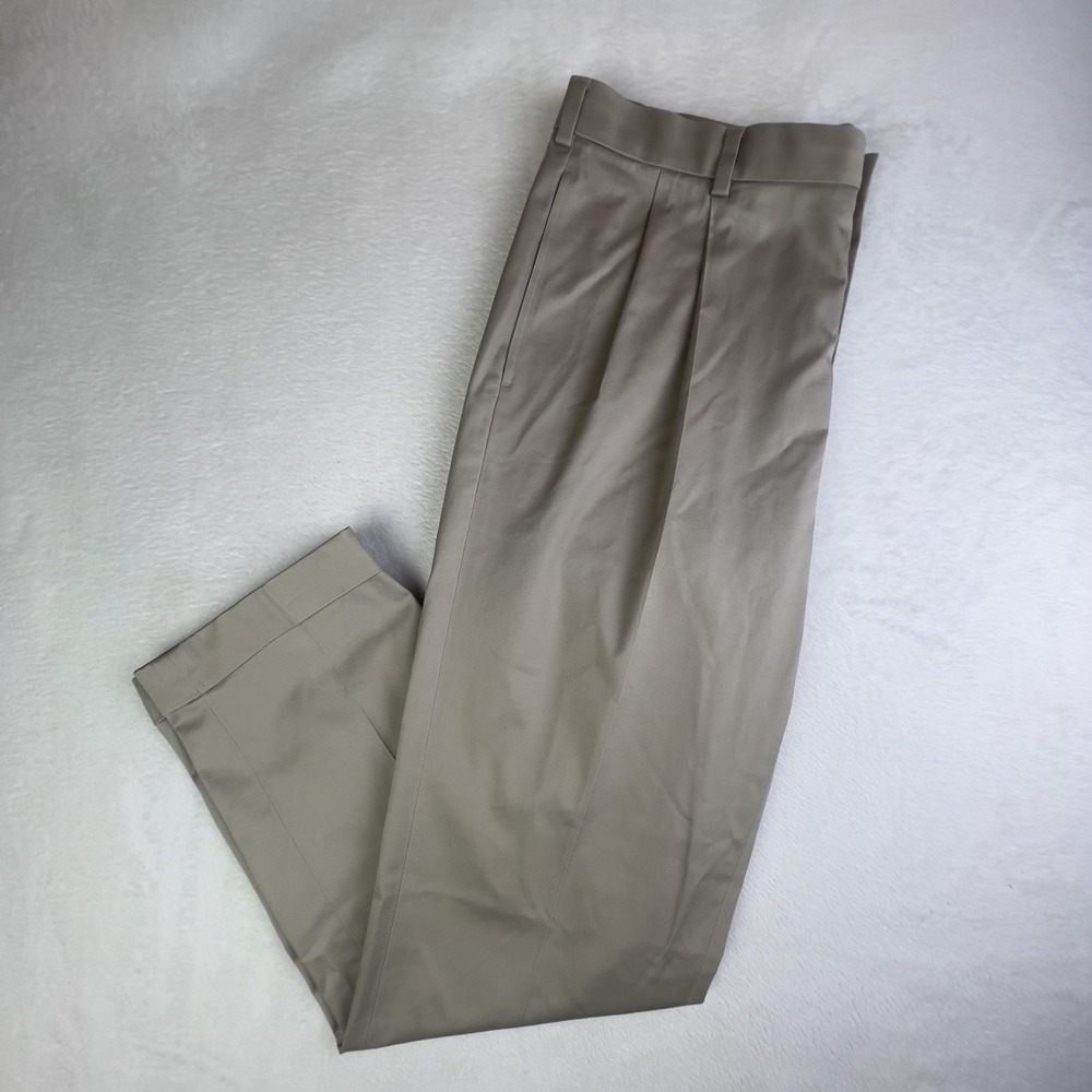 Brooks Brothers Pants Mens 36x32 Beige Advantage Chino Pleated Clark Fit Stretch